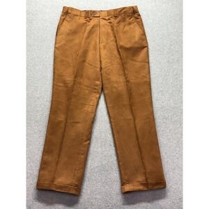 Blu Martini Mens Faux Suede Dress Pants Cognac Brown Cuffed Trousers Size 38